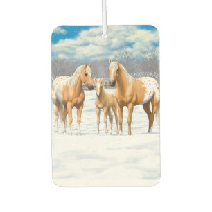Palomino appaloosa paarden bij sneeuw luchtverfrisser