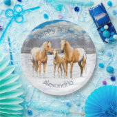 Palomino appaloosa paarden bij sneeuw papieren bordje (Feest)