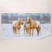 Palomino appaloosa paarden bij sneeuw strandlaken (Voorkant)