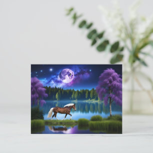 Palomino Belgian Horse onder een Paarse sterrenhem Briefkaart