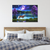 Palomino Belgian Horse onder een Paarse sterrenhem Canvas Afdruk (Insitu (Slaapkamer))