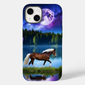 Palomino Belgian Horse onder een Paarse sterrenhem Case-Mate iPhone Case (Achterkant)