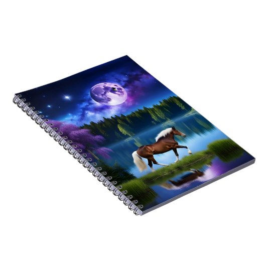 Palomino Belgian Horse onder een Paarse sterrenhem Notitieboek (Rechterzijde)