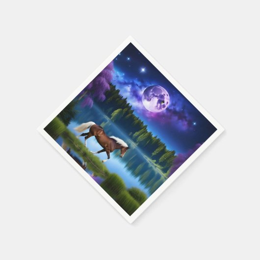 Palomino Belgian Horse onder een Paarse sterrenhem Servet (Hoek)