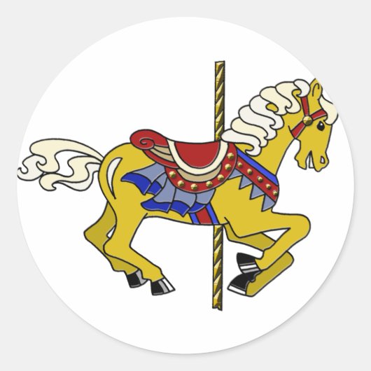 Palomino Carousel Horse Ronde Sticker (Voorkant)