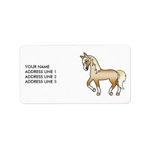 Palomino Cartoon Drafthengst & Aangepaste Tekst Etiket