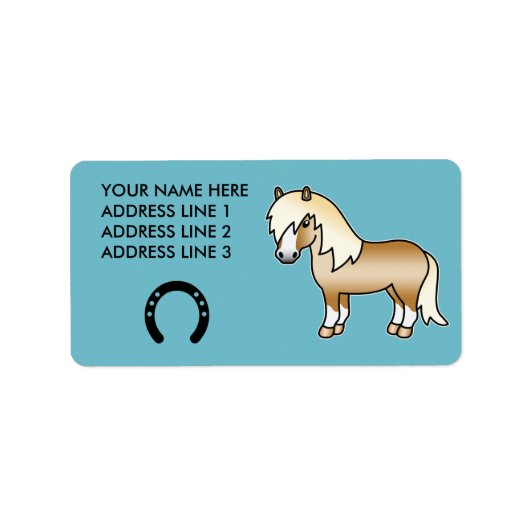 Palomino Cartoon Shetlandpony Etiket (Voorkant)