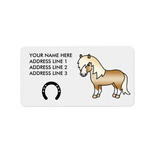 Palomino Cartoon Shetlandpony Etiket (Voorkant)
