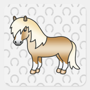 Palomino Cartoon Shetlandpony Vierkante Sticker