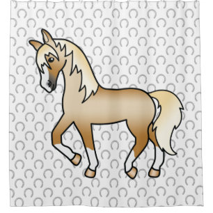 Palomino Drafpaard Mooie Cartoon Illustratie Douchegordijn