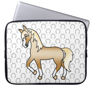 Palomino Drafpaard Mooie Cartoon Illustratie Laptop Sleeve