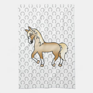 Palomino Drafpaard Mooie Cartoon Illustratie Theedoek