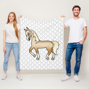 Palomino Drafthengst Mooie Cartoon Illustratie Fleece Deken