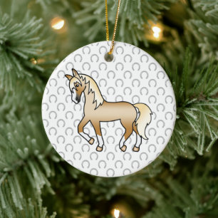 Palomino Drafthengst Mooie Cartoon Illustratie Keramisch Ornament