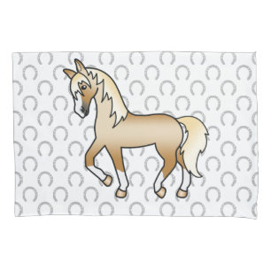 Palomino Drafthengst Mooie Cartoon Illustratie Kussensloop