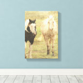 Palomino en Pinto Canvas Afdruk (Insitu (Houten vloer))