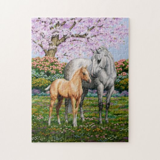 Palomino Foal en Gray Horse Legpuzzel (Verticaal)