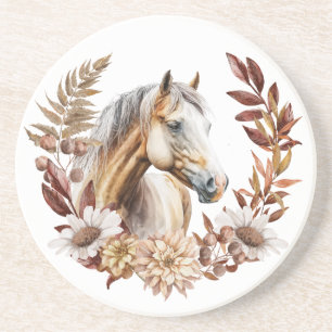 Palomino Gold Quarterhorse herfstkrans Zandsteen Onderzetter