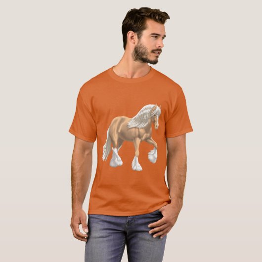 Palomino Gypsy Vanner Irish Cob Draft Horse famili T-shirt (Voorkant volledig)