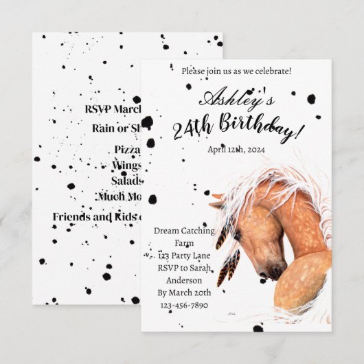 Palomino Horse Birthday Kaart van Amylyn Bihrle (Voorkant / Achterkant)