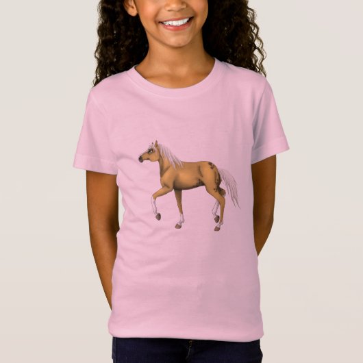 Palomino Horse Girl T-Shirt (Voorkant)