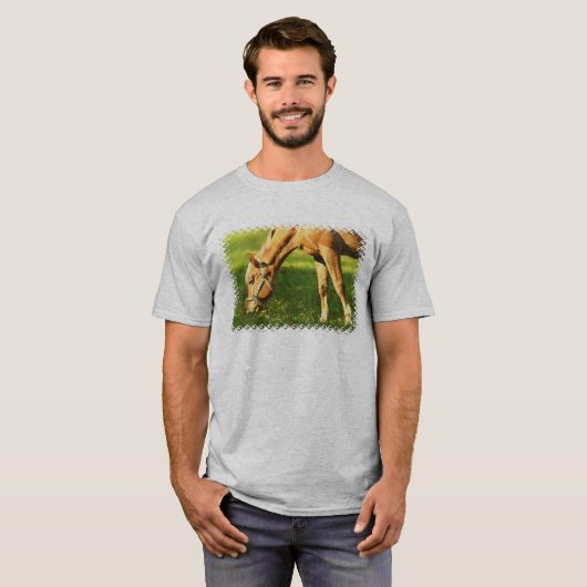Palomino Horse Grazing Guy's T-Shirt (Voorkant volledig)