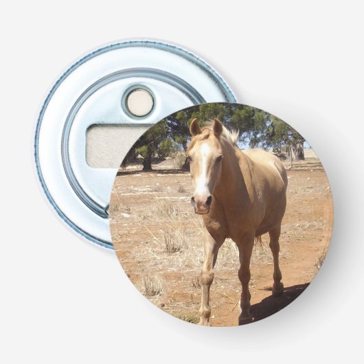 Palomino Horse Greeting Button Flesopener (Voorkant)