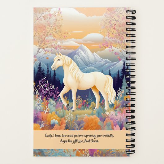 Palomino Horse Mountain Girls Creatieve Journaling Notitieboek (Achterkant)