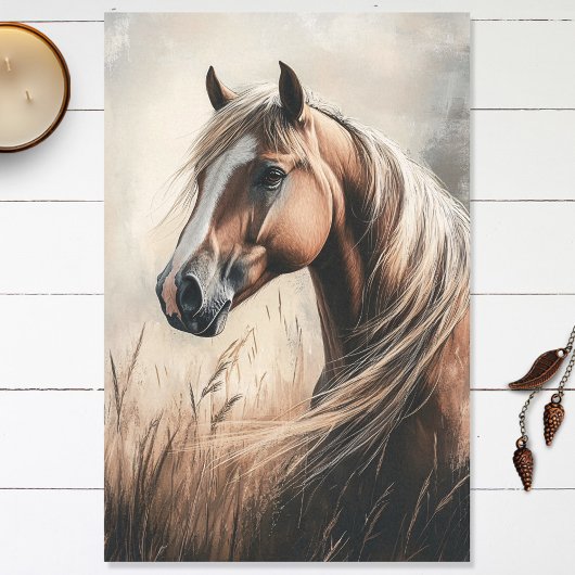 Palomino Horse Portrait Illustratie Decoupage Tissuepapier