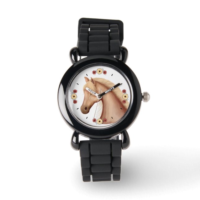  Palomino Horse Watch met Glitter Strap Horloge (Voorkant)