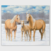 Palomino kwartspaarden in wintersneeuw cadeaupapier (Vlak)