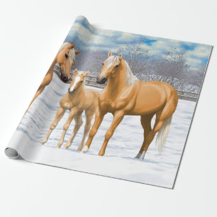 Palomino kwartspaarden in wintersneeuw cadeaupapier