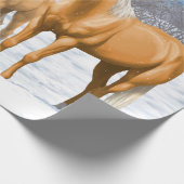 Palomino kwartspaarden in wintersneeuw cadeaupapier (Hoek)