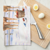 Palomino kwartspaarden in wintersneeuw theedoek (Quarter Fold)