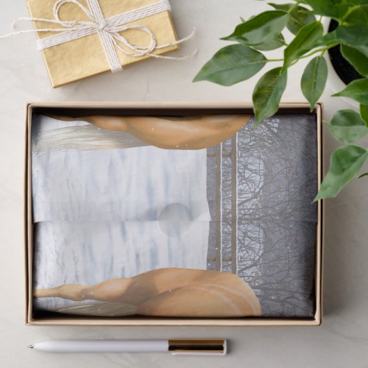 Palomino kwartspaarden in wintersneeuw tissuepapier (Geschenk)