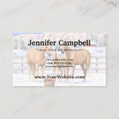 Palomino kwartspaarden in wintersneeuw visitekaartje (Achterkant)