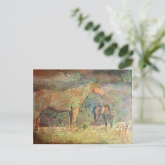 Palomino Mare en Foal Briefkaart (Staand voorkant)