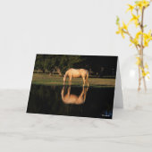 Palomino met reflectie op het meer kaart (Gele Bloem)