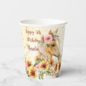 Palomino met zonnebloemen verjaarfeest papieren bekers (Achterkant)