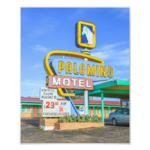 Palomino Motel Bord, Route 66, Tucumcari, NM Foto Afdruk