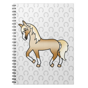 Palomino paard dravende cartoon tekening Cute Notitieboek