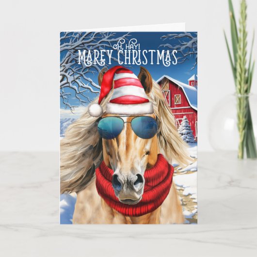 Palomino Paard Grappig MAREy Kerstmis Feestdagen Kaart (Voorkant)