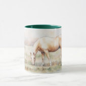 Palomino Paard Grazend in Weide Kunst Mok Kop (Midden)
