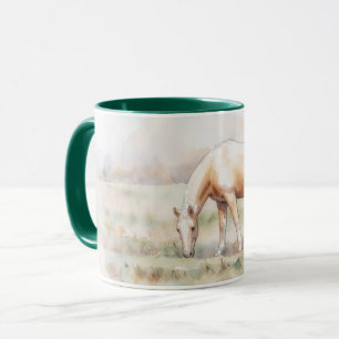 Palomino Paard Grazend in Weide Kunst Mok Kop
