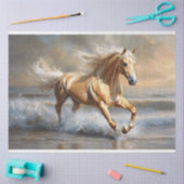 Palomino Paard Hardlopen op het strand Decoupage Tissuepapier (Craft)