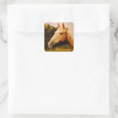 Palomino-paard met blaze vierkante sticker (Tas)