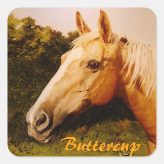 Palomino-paard met blaze vierkante sticker (Voorkant)