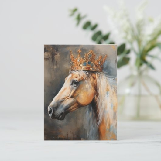 Palomino paard met een kroon briefkaart (Staand voorkant)