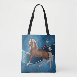 Palomino-paard op Embleem met blauw Tas