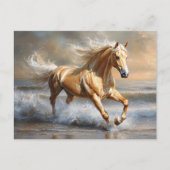 Palomino paard op het strand briefkaart (Voorkant)